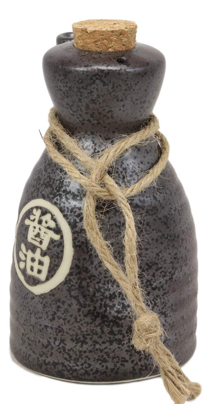 Ebros Pack Of 6 Shoyu Tenmoku Porcelain Soy Sauce Condiment Dispenser Flask 7oz