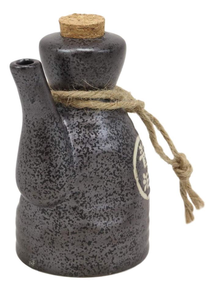 Ebros Pack Of 6 Shoyu Tenmoku Porcelain Soy Sauce Condiment Dispenser Flask 7oz
