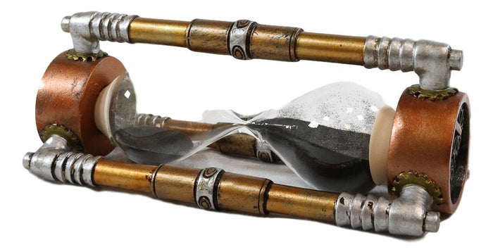 Ebros Past Present & Future Steampunk Gearwork Sandtimer Black Sand Sculpture