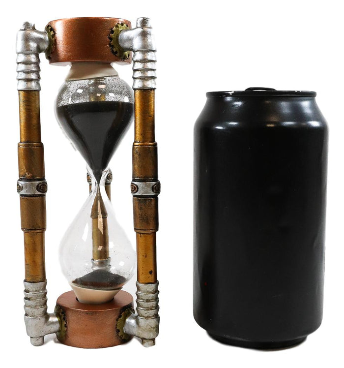 Ebros Past Present & Future Steampunk Gearwork Sandtimer Black Sand Sculpture