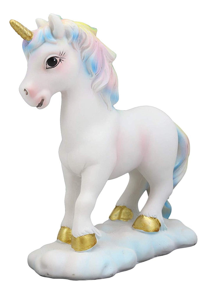 Ebros Pastel Colors Majestic Rainbow Mane Unicorn Mare Horse With Golden Horn Figurine