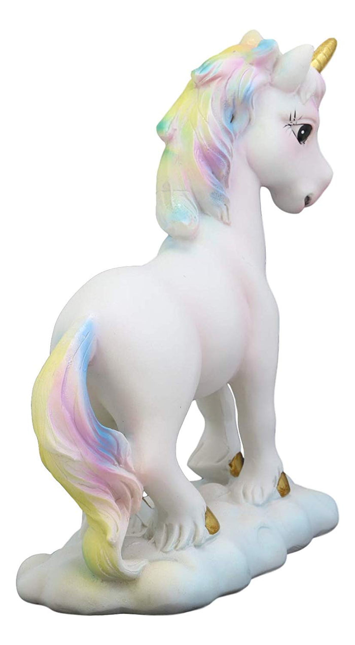 Ebros Pastel Colors Majestic Rainbow Mane Unicorn Mare Horse With Golden Horn Figurine