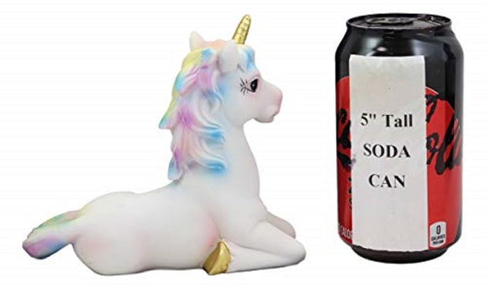Ebros Pastel Colors Majestic Rainbow Mane Unicorn Mare Horse With Golden Horn