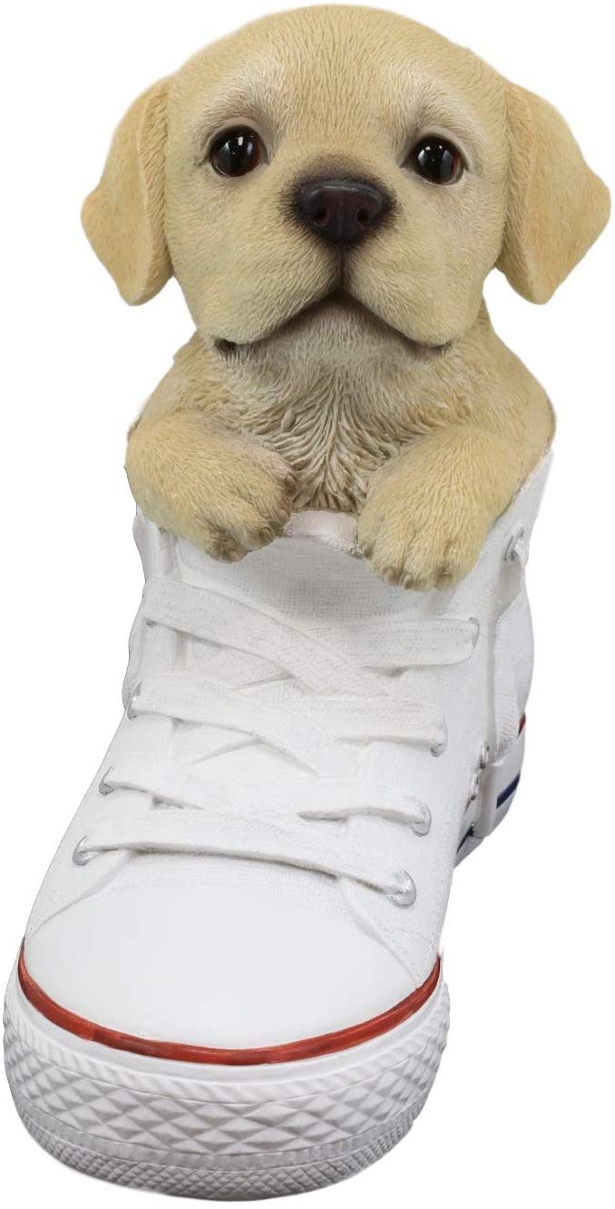 Ebros 'Paw-Star' Pups Golden Labrador Dog In Sneaker With Glass Eyes Figurine