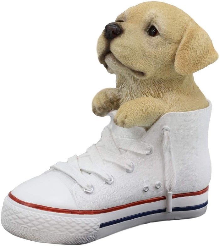 Ebros 'Paw-Star' Pups Golden Labrador Dog In Sneaker With Glass Eyes Figurine