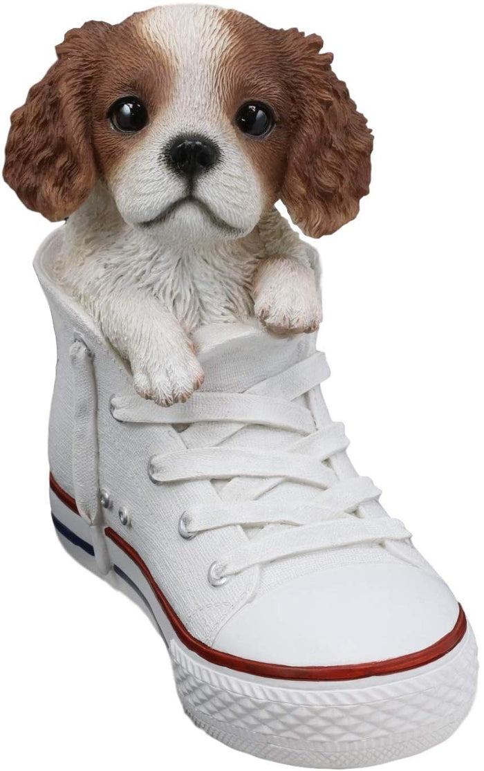 Ebros 'Paw-Star' Pups King Charles Spaniel In Sneaker With Glass Eyes Figurine