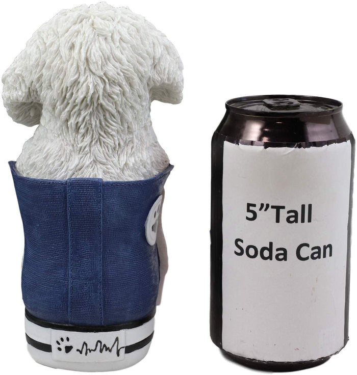 Ebros 'Paw-Star' Pups Puppy Bichon Frise Dog In Sneaker With Glass Eyes Figurine