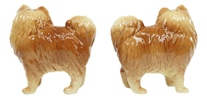 Ebros Pom Pom Golden Groomed Pomeranian Attractives Magnetic Salt Pepper Shakers