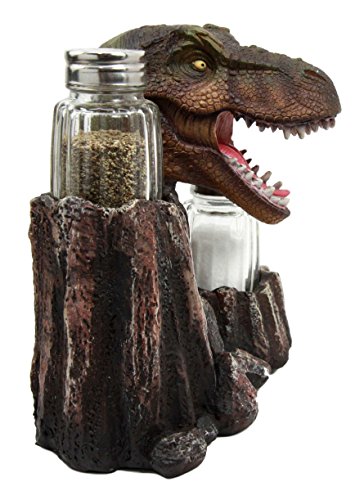 Ebros Prehistoric Dinosaur Tyrannosaurus Rex Head Salt Pepper Shakers Holder Figurine