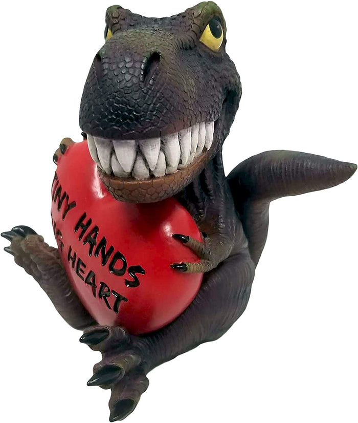 Ebros Prehistoric Passion T-Rex With Big Red Heart Tiny Hands Sign Figurine 6" H