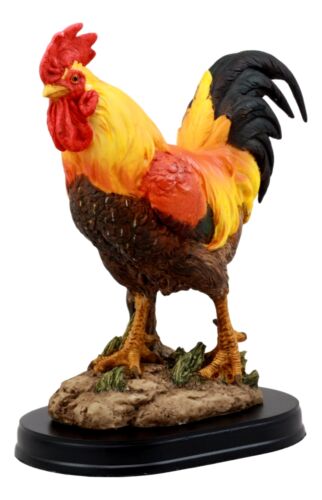 Ebros Proud Country Chicken Rooster Statue With Base 7.5" Tall Resin Sculpture In Vivid Colors
