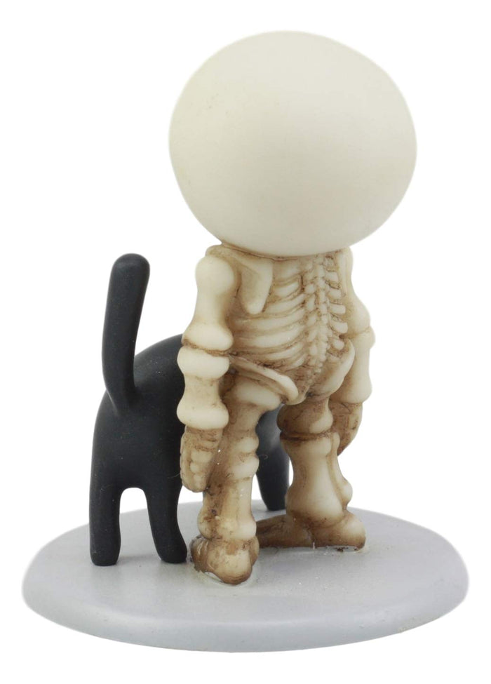 Ebros Psychic Lucky The Skeleton Boy Meets A Black Cat Figurine 3.25" Tall The Witching Hour