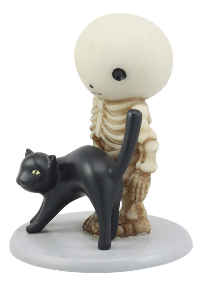 Ebros Psychic Lucky The Skeleton Boy Meets A Black Cat Figurine 3.25" Tall The Witching Hour