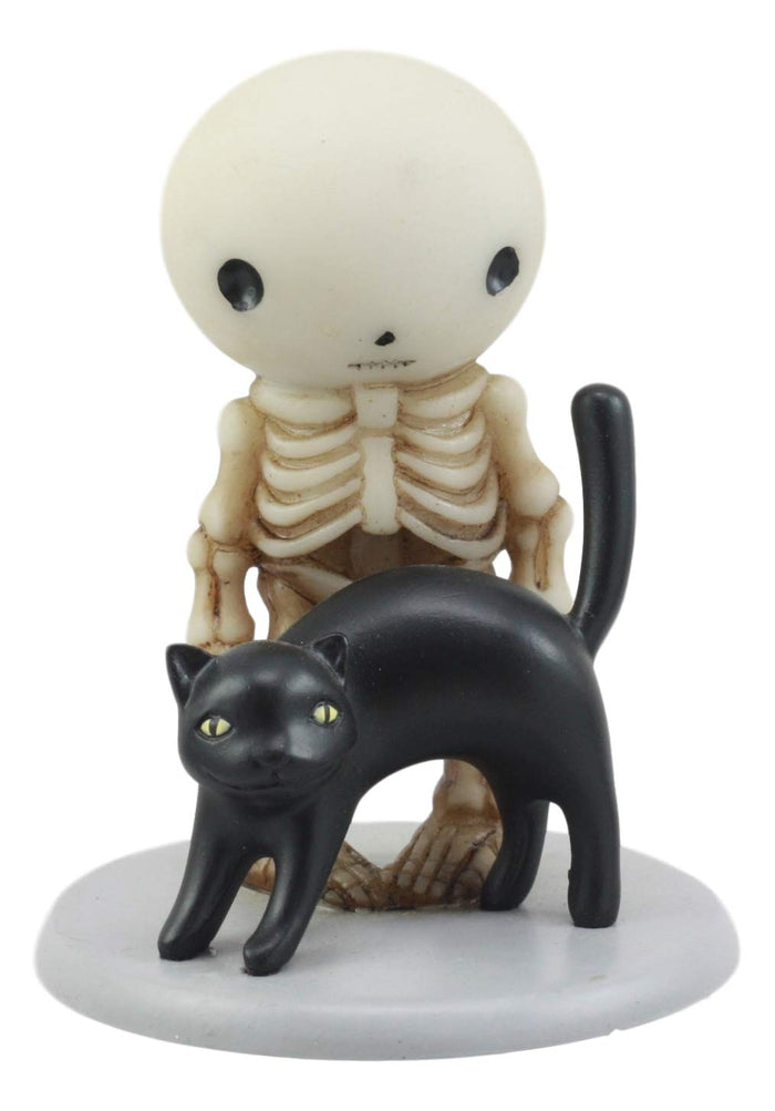 Ebros Psychic Lucky The Skeleton Boy Meets A Black Cat Figurine 3.25" Tall The Witching Hour