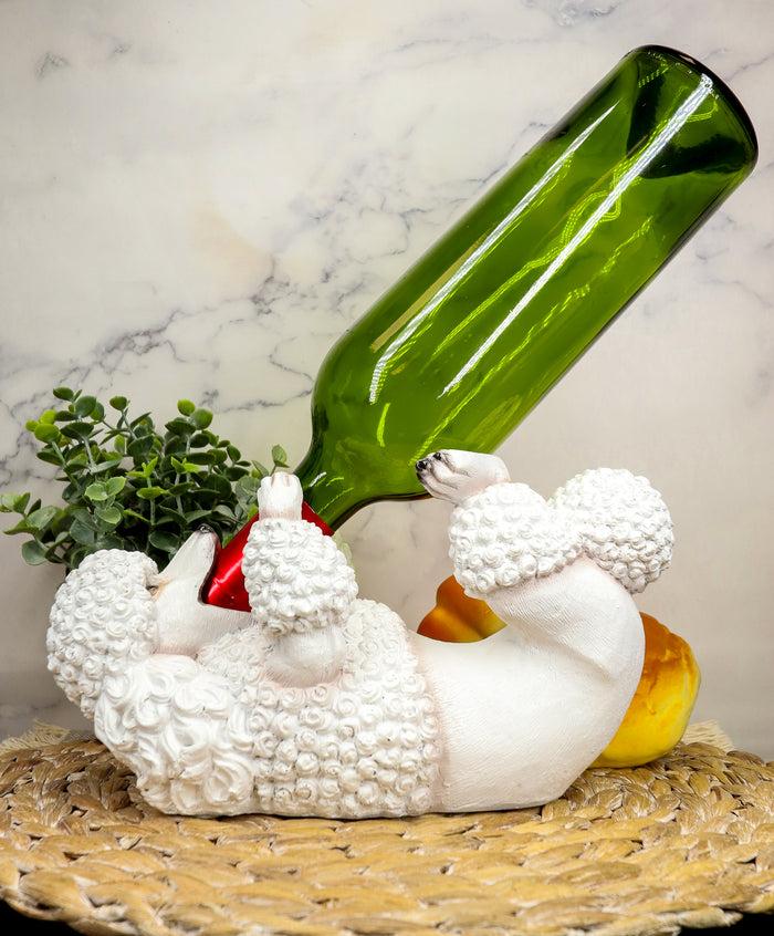 Ebros Purebreed Pedigree Canine White Poodle Dog Wine Bottle Holder Figurine Ebros Purebreed Pedigree Canine White Poodle Dog Wine Bottle Holder Figurine