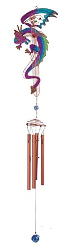 Ebros Purple & Blue Dragon Gem Copper Tube Wind Chime 42"