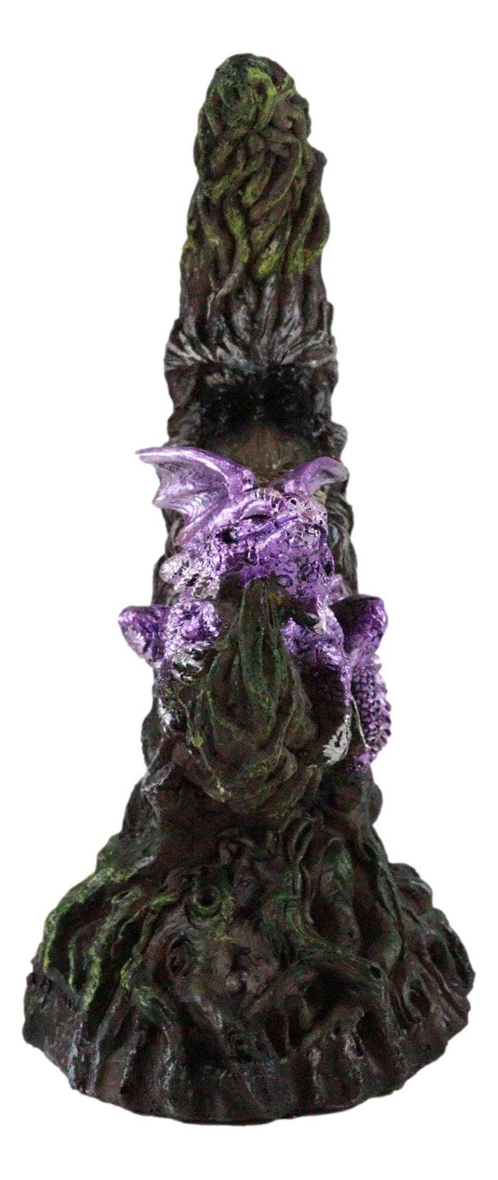 Ebros Purple Dream Dragon Nestling In Greenman Crescent Moon LED Figurine
