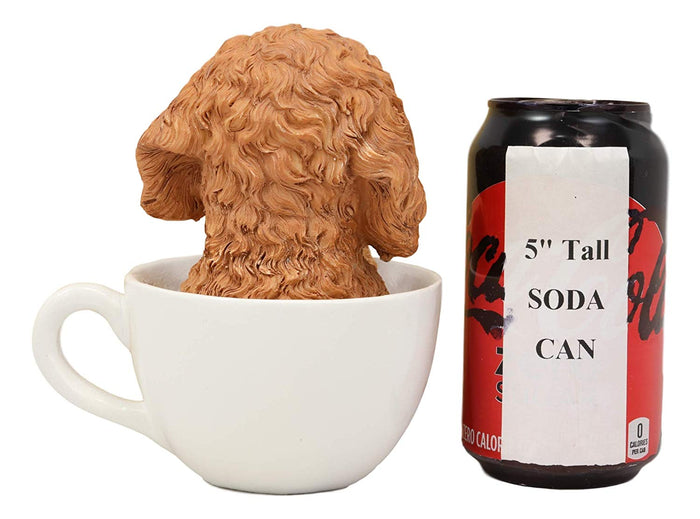 Ebros Realistic Adorable Brown Poodle Dog Teacup Statue 5.75"H