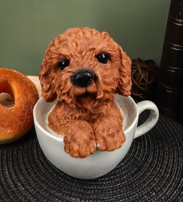 Ebros Realistic Adorable Brown Poodle Dog Teacup Statue 5.75"H Ebros Realistic Adorable Brown Poodle Dog Teacup Statue 5.75"H