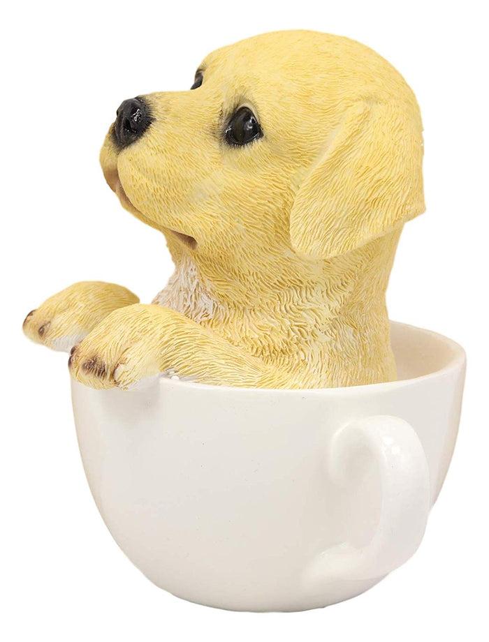 Ebros Realistic Adorable Golden Labrador Puppy In Teacup Statue 6"H