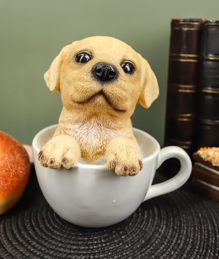 Ebros Realistic Adorable Golden Labrador Puppy in Teacup Statue 6"H Ebros Realistic Adorable Golden Labrador Puppy in Teacup Statue 6"H