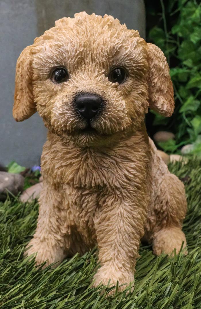 Ebros Realistic Adorable Sitting Golden Labradoodle Puppy Statue 6.5" H Ebros Realistic Adorable Sitting Golden Labradoodle Puppy Statue 6.5" H