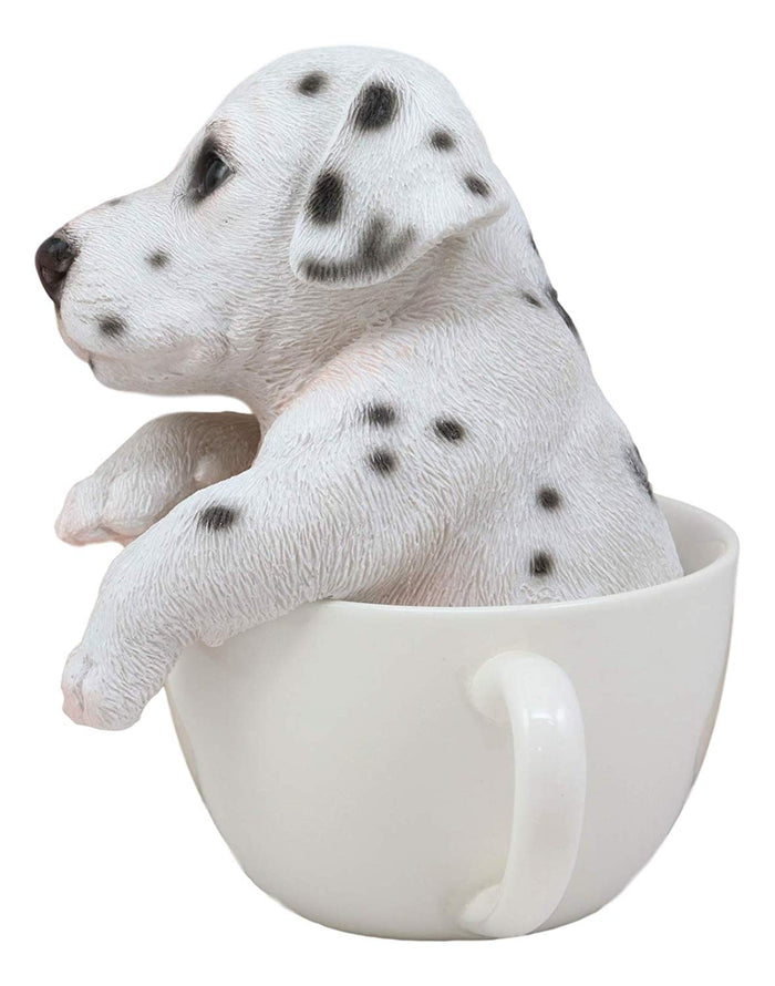 Ebros Realistic Adorable Spotted Dalmatian Puppy Dog In Teacup Statue 6" Tall Pet Pal