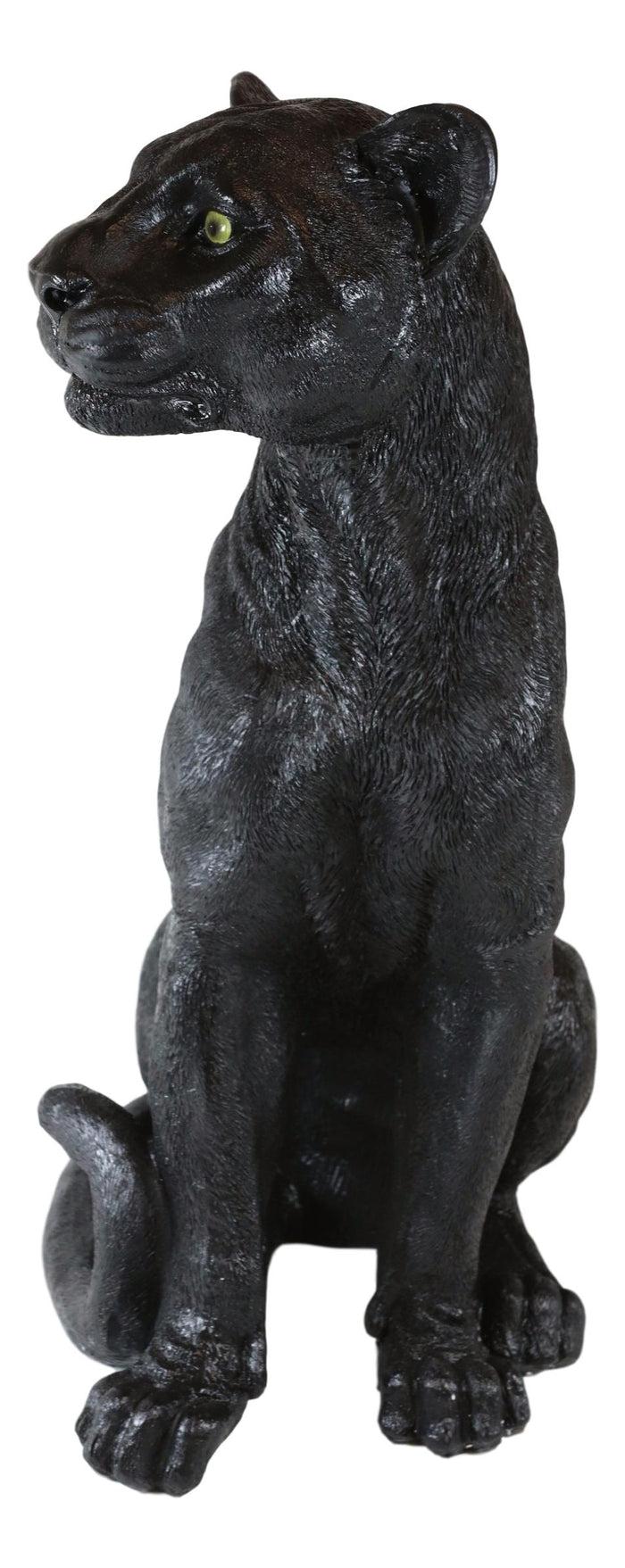 Ebros Realistic Large Black Ghost Panther Jaguar Hunter 20"H Garden Lawn Patio Statue