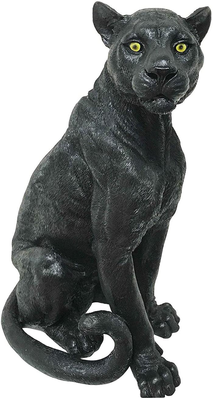 Ebros Realistic Large Black Ghost Panther Jaguar Hunter 20"H Garden Lawn Patio Statue