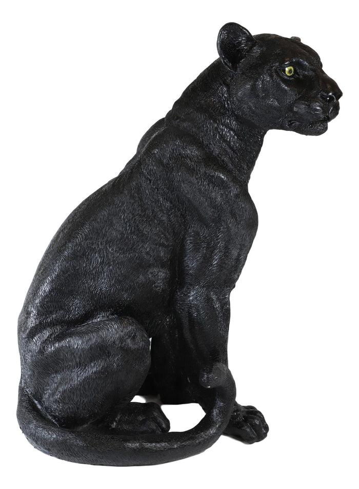 Ebros Realistic Large Black Ghost Panther Jaguar Hunter 20"H Garden Lawn Patio Statue