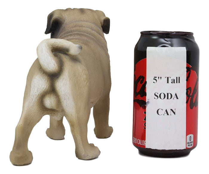 Ebros Realistic Lifelike Adorable Fawn Pug Dog Statue 7.75" L Figurine With Glass Eyes