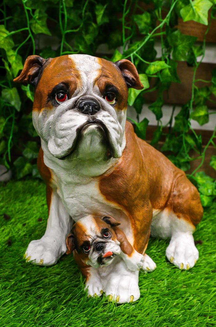 Ebros Realistic Lifelike Bulldog Mother and Puppy Statue 10" Tall Dog Breeds American Bulldogs Figurine Gallery Quality Sculpture with Glass Eyes Ebros Realistic Lifelike Bulldog Mother and Puppy Statue 10" Tall Dog Breeds American Bulldogs Figurine Gallery Quality Sculpture with Glass Eyes