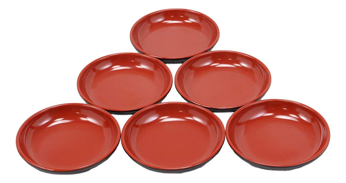 Ebros Red And Black Melamine Traditional Design Condiments Soy Sauce Dipping Plate Or Dish Set Of 6 Great Housewarming Gift Or Party Decor For Sushi Asian Dining Restaurant Supply