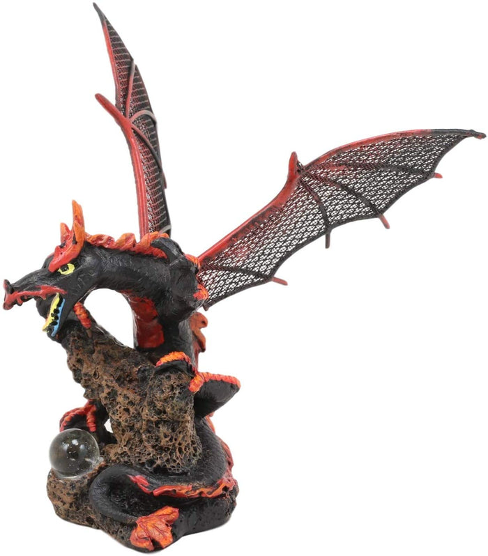 Ebros Red And BlackBattle Hardened Volcano Pterosaur Dragon Figurine 6" Long
