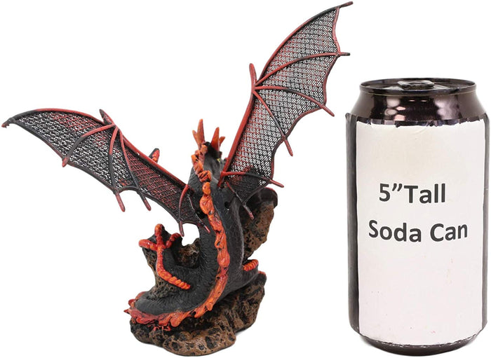 Ebros Red And BlackBattle Hardened Volcano Pterosaur Dragon Figurine 6" Long
