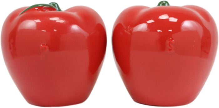 Ebros Red Apples Ceramic Magnetic Salt And Pepper Shakers Set 3" Height