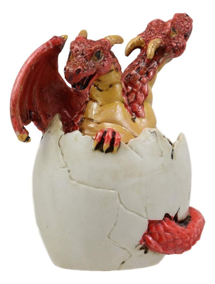 Ebros Red Baby Wyrmling Two Headed Dragon Hydra Hatchling In Egg Statue 3.25" Tall Dungeons Dragons Legends Fantasy Home And Garden Accent Decor
