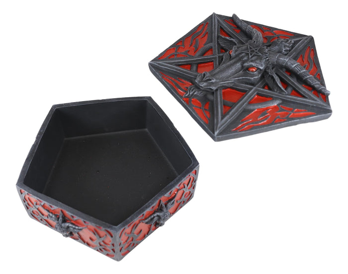 Ebros Red Gothic Pentagram Sabbatic Goat Baphomet Decorative Jewelry Box