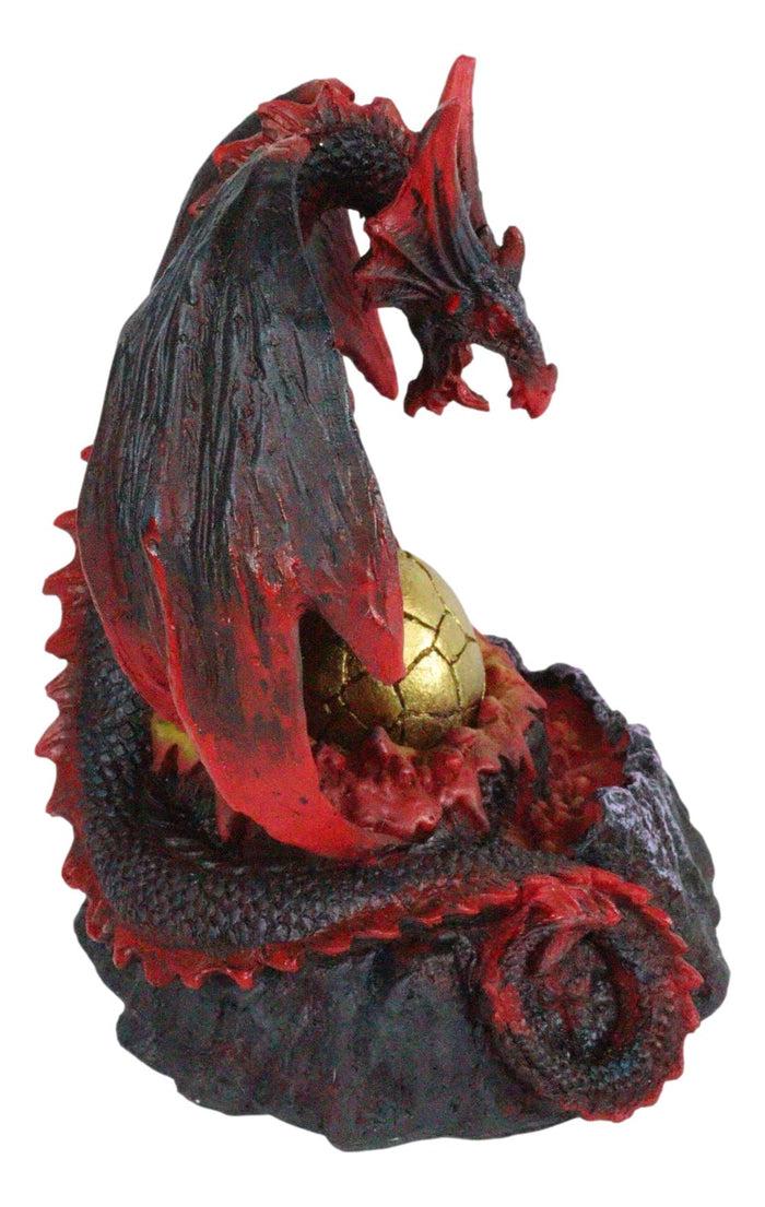 Ebros Red Hell Fire Magma Dragon Mother Guarding LED Golden Egg Figurine Night Light