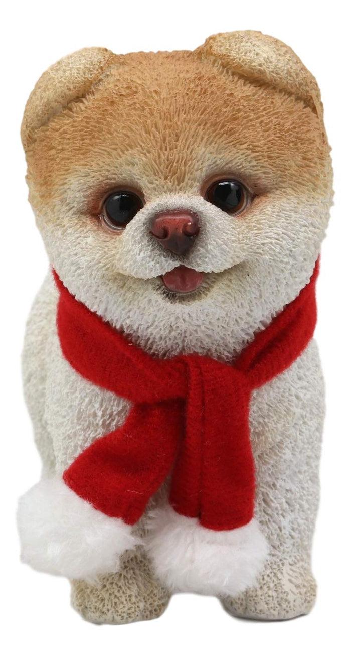 Ebros Red Scarf Boo The World's Cutest Pomeranian Dog Statue Pet Pal Dogs Collectible Breed Pomeranians Memorial Collectible Resin Decor Figurine With Glass Eyes Official Licensed Sculpture