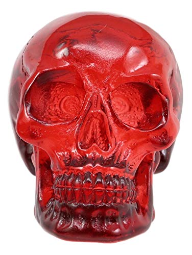 Ebros Red Translucent Witching Hour Gazing Skull Miniature Figurine 2.5" Long