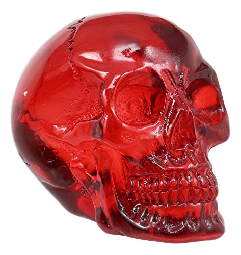 Ebros Red Translucent Witching Hour Gazing Skull Miniature Figurine 2.5" Long