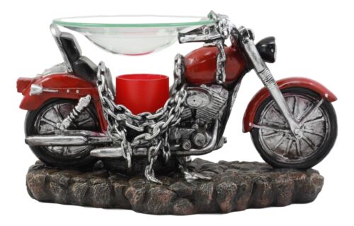 Ebros Red Vintage Motorcycle Chopper Bike Electric Oil Burner Or Tart Warmer Figurine