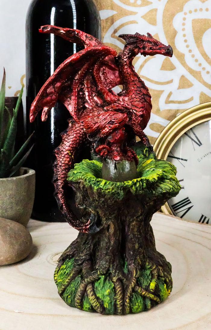 Ebros Red Volcano Dragon Mother Guarding LED Translucent Egg Figurine Night Light