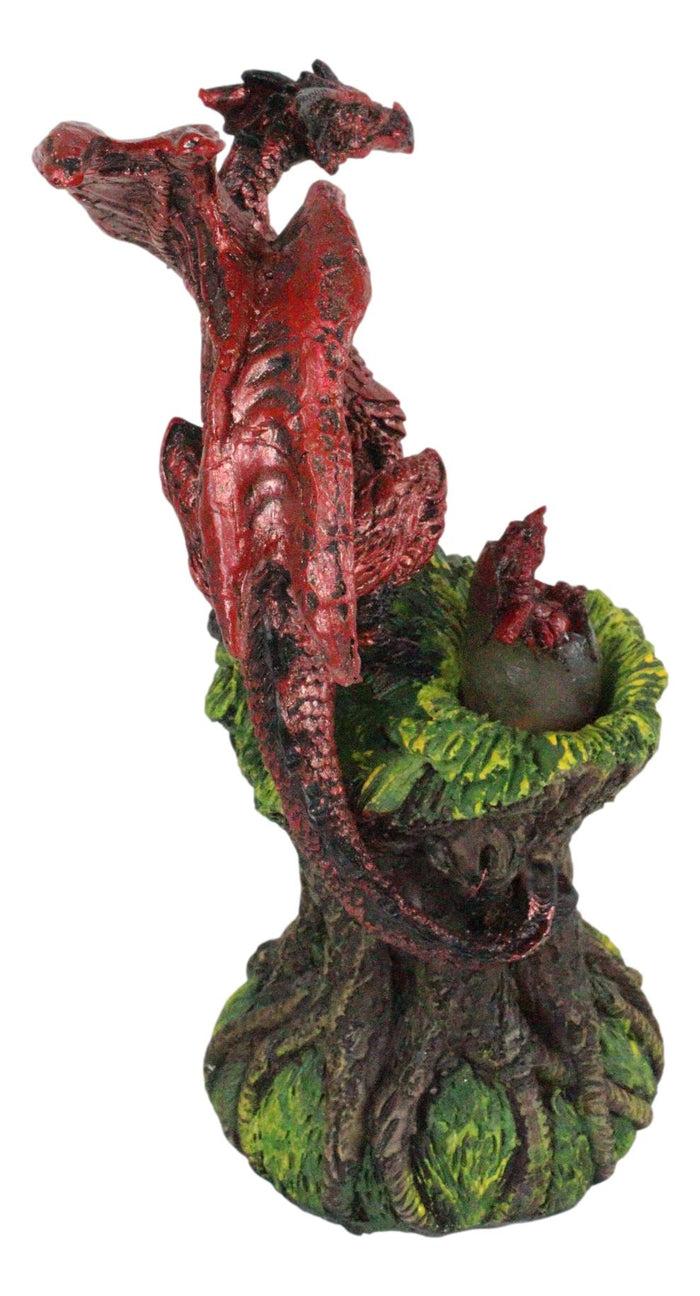 Ebros Red Volcano Dragon Mother Guarding LED Translucent Egg Figurine Night Light