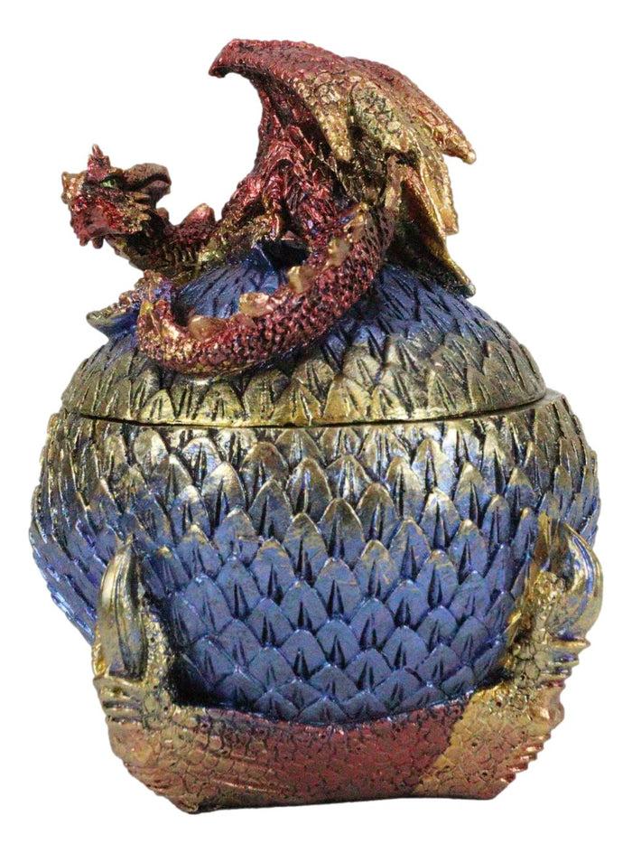 Ebros Red Wyrmling Dragon On Dragon Claw Scaly Colorful Decorative Box Figurine