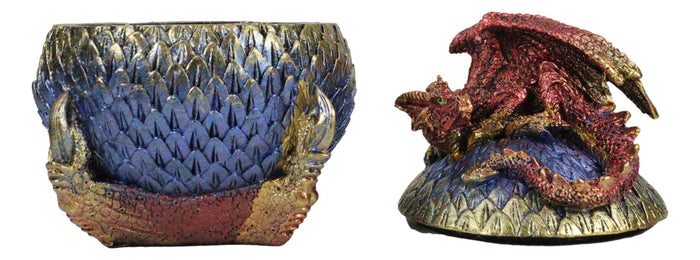 Ebros Red Wyrmling Dragon On Dragon Claw Scaly Colorful Decorative Box Figurine