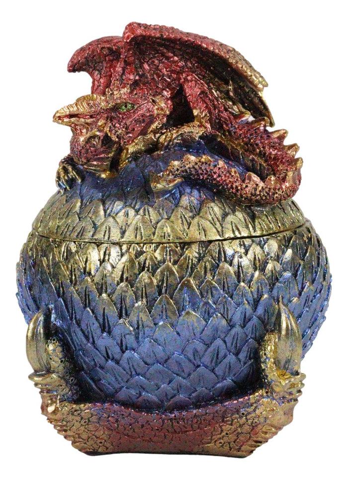 Ebros Red Wyrmling Dragon On Dragon Claw Scaly Colorful Decorative Box Figurine