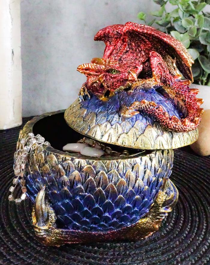 Ebros Red Wyrmling Dragon On Dragon Claw Scaly Colorful Decorative Box Figurine