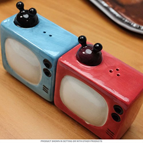 Ebros Retro Televisions Ceramic Magnetic Salt Pepper Shakers Set